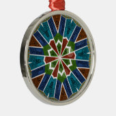 Mooie trendy Aziatische Textiel Design Art Print Metalen Ornament (Rechts)