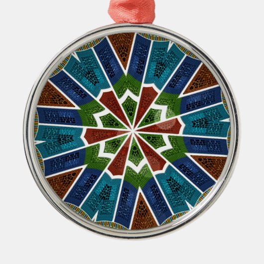 Mooie trendy Aziatische Textiel Design Art Print Metalen Ornament (Voorkant)