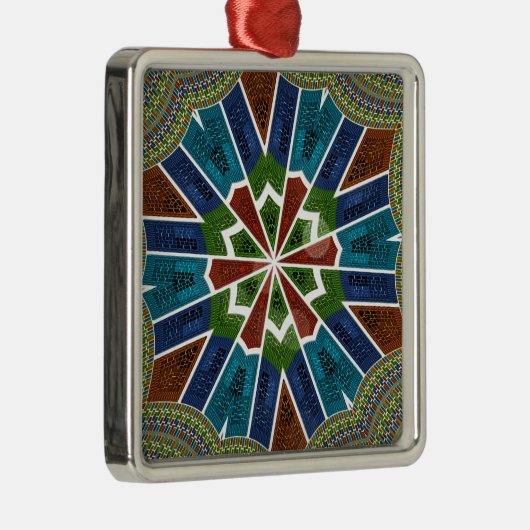 Mooie trendy Aziatische Textiel Design Art Print Metalen Ornament (Rechts)