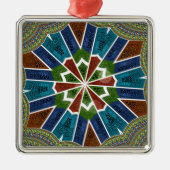 Mooie trendy Aziatische Textiel Design Art Print Metalen Ornament (Voorkant)