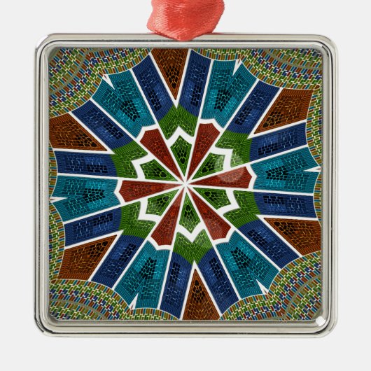 Mooie trendy Aziatische Textiel Design Art Print Metalen Ornament (Voorkant)