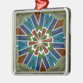 Mooie trendy Aziatische Textiel Design Art Print Metalen Ornament (Links)