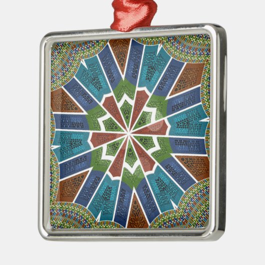 Mooie trendy Aziatische Textiel Design Art Print Metalen Ornament (Links)