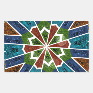Mooie trendy Aziatische Textiel Design Art Print Rechthoekige Sticker