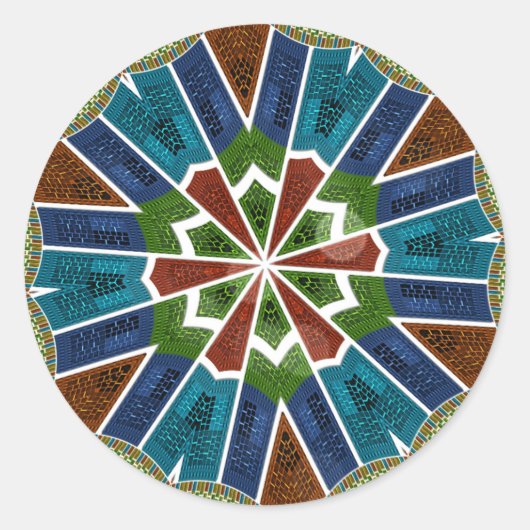 Mooie trendy Aziatische Textiel Design Art Print Ronde Sticker (Voorkant)