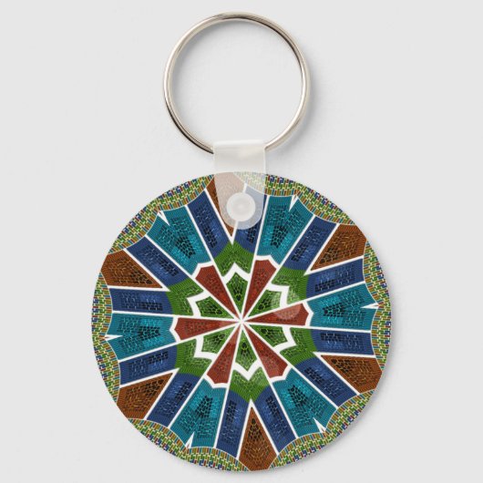 Mooie trendy Aziatische Textiel Design Art Print Sleutelhanger (Voorkant)