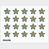 Mooie trendy Aziatische Textiel Design Art Print Ster Sticker (Vel)