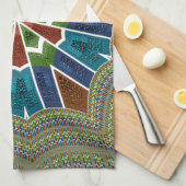 Mooie trendy Aziatische Textiel Design Art Print Theedoek (Quarter Fold)