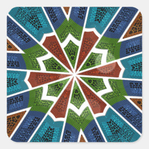 Mooie trendy Aziatische Textiel Design Art Print Vierkante Sticker