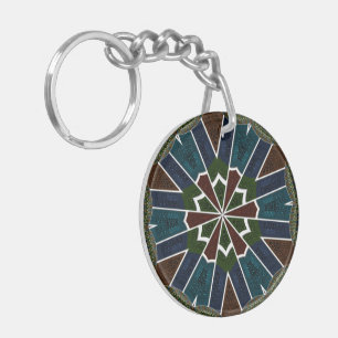 Mooie trendy Aziatische textielontwerp kunstprint Sleutelhanger