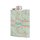 Mooie trendy  florale en flamingvogels heupfles (Links)