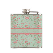 Mooie trendy  florale en flamingvogels heupfles (Achterkant)