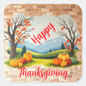 Mooie Trendy Gelukkig Thanksgiving Herfst Vierkante Sticker (Voorkant)