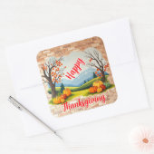 Mooie Trendy Gelukkig Thanksgiving Herfst Vierkante Sticker (Envelop)