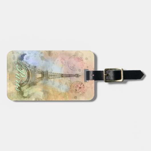 Mooie trendy girly  Eiffeltoren Frankrijk Bagagelabel (Voorkant horizontaal)