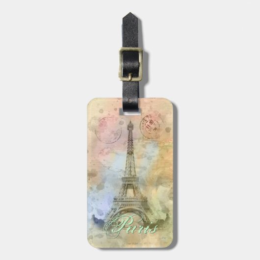 Mooie trendy girly Eiffeltoren Frankrijk Bagagelabel (Voorkant verticaal)