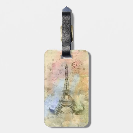 Mooie trendy girly  Eiffeltoren Frankrijk Bagagelabel (Achterkant verticaal)