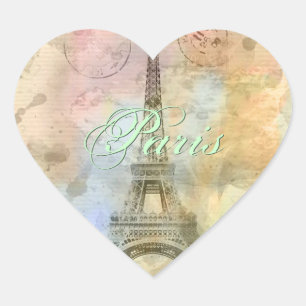 Mooie trendy girly  Eiffeltoren Frankrijk Hart Sticker