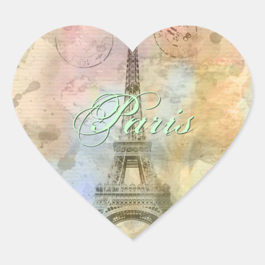 Mooie trendy girly  Eiffeltoren Frankrijk Hart Sticker (Voorkant)