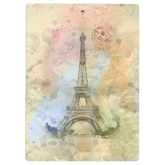 Mooie trendy girly  Eiffeltoren Frankrijk Klembord (Achterkant)
