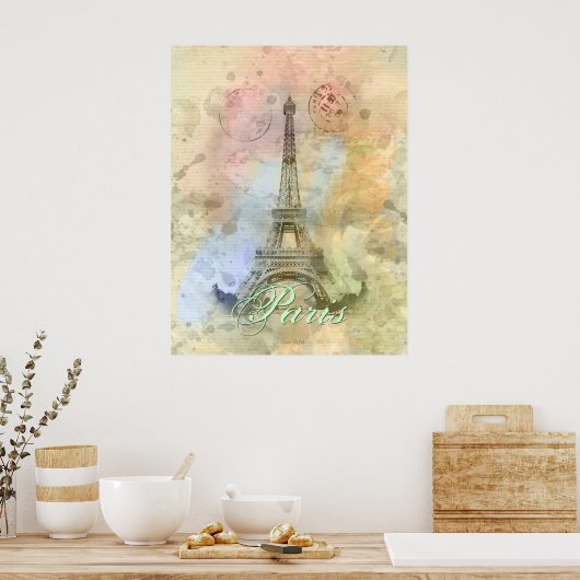 Mooie trendy girly Eiffeltoren Frankrijk Poster (Keuken)