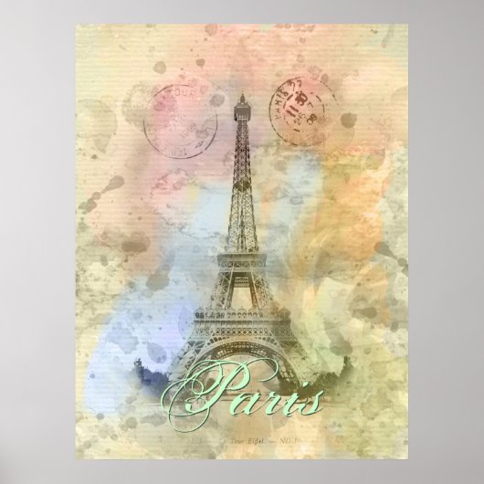 Mooie trendy girly  Eiffeltoren Frankrijk Poster (Voorkant)