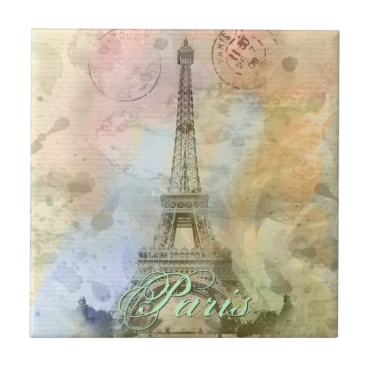 Mooie trendy girly Eiffeltoren Frankrijk Tegeltje (Voorkant)