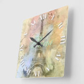 Mooie trendy girly  Eiffeltoren Frankrijk Vierkante Klok (Hoek)