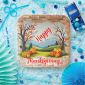 Mooie trendy Happy Thanksgiving Herfst Papieren Bordje (Feest)