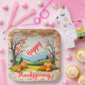 Mooie trendy Happy Thanksgiving Herfst Papieren Bordje (Feest)