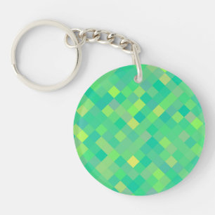 MOOIE Trendy Helder Multi-Kleur Vierkant Patroon Sleutelhanger