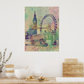 Mooie trendy  London Landmarks Poster (Keuken)