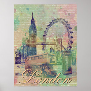Mooie trendy  London Landmarks Poster