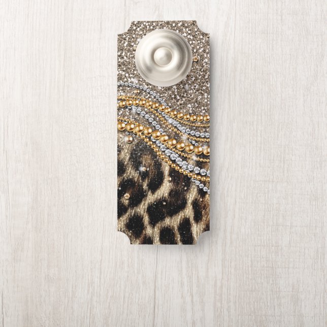 Mooie Trendy Luipaard Nep Dierprint Deurhanger (Op knop)