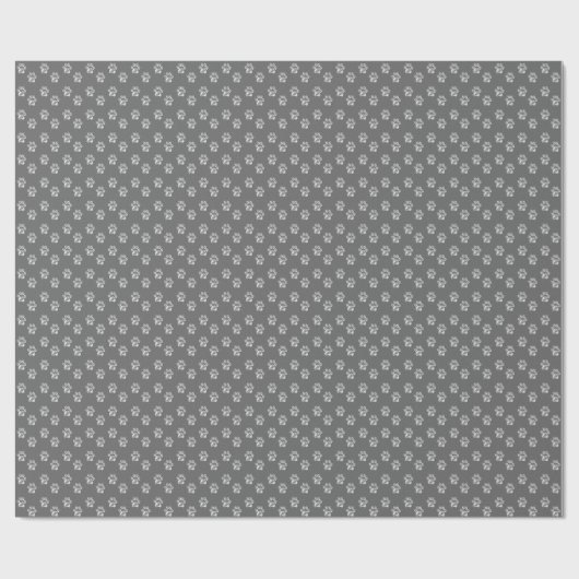 Mooie trendy paw-patroon op donkergrijs cadeaupapier (Vlak)
