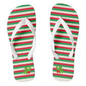 Mooie trendy rode en groene gestreepte Kerstmis Hu Teenslippers (Voetbed)