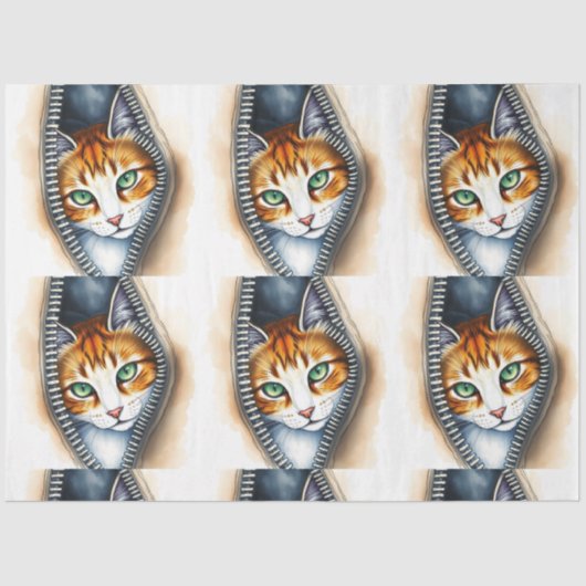 Mooie trendy Schattigee Waterverf Cat Collectie Tissuepapier (Voorkant)