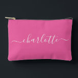 Mooie trendy scriptnaam gepersonaliseerd heet roze etui<br><div class="desc">Mooie trendy scriptnaam gepersonaliseerde accessoiretas in heet roze</div>