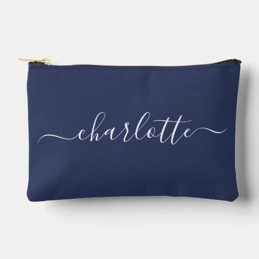 Mooie trendy scriptnaam gepersonaliseerd navyblauw etui (Voorkant)
