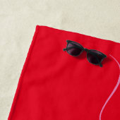 Mooie trendy scriptnaam gepersonaliseerd roze rood strandlaken (In situ)