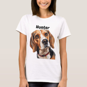 MOOIE TRI-COLOR BEAGLE HONDENGEZICHT T-SHIRT