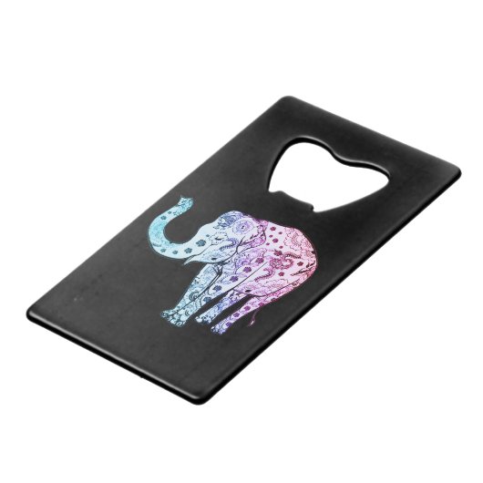 Mooie tribale olifant creditkaart flessenopener (Voorkant Gekanteld)