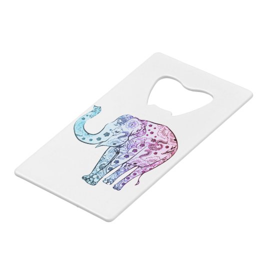 Mooie tribale olifant creditkaart flessenopener (Achterkant Gekanteld)