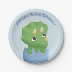 Mooie Triceratops Baby Shower Feestborden Papieren Bordje