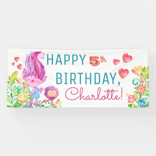 Mooie Troll Verjaardagsfeest Banners (Horizontaal)