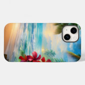 Mooie tropische beach, palmbomen en bloemen Case-Mate iPhone case (Achterkant (horizontaal))