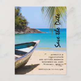 Mooie Tropische Beach Weddenschap bewaar de datum Uitnodiging Briefkaart