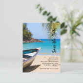 Mooie Tropische Beach Weddenschap bewaar de datum Uitnodiging Briefkaart (Staand voorkant)