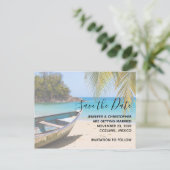 Mooie Tropische Beach Weddenschap bewaar de datum Uitnodiging Briefkaart (Staand voorkant)