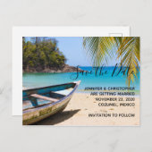 Mooie Tropische Beach Weddenschap bewaar de datum Uitnodiging Briefkaart (Voorkant / Achterkant)